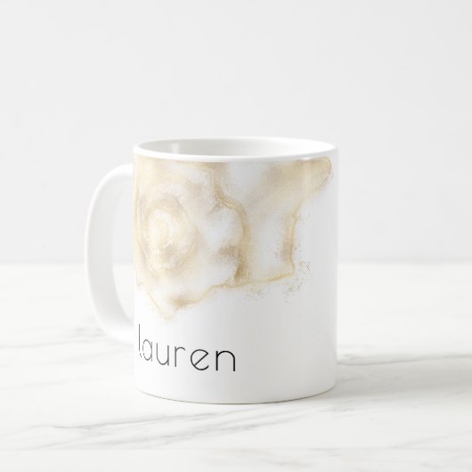Aquarell Gold Seashell Personalisiert Monogram Kaffeetasse (Vorderseite Links)