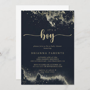 Aquarell Gold Splash Es ist eine Baby-Dusche Einladung