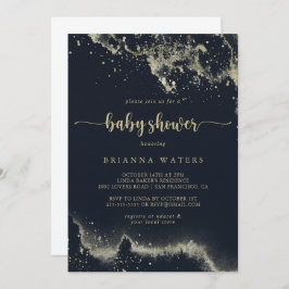 Aquarell Gold Splash Kalligrafie Baby Dusche Einladung