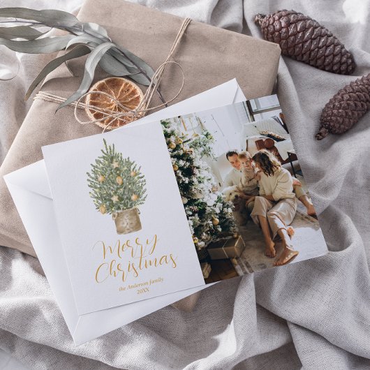 Aquarell Gold Tree Foto Frohe Weihnachten