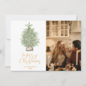 Aquarell Gold Tree Foto Frohe Weihnachten (Vorderseite)