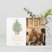 Aquarell Gold Tree Foto Frohe Weihnachten (Stehend Vorderseite)
