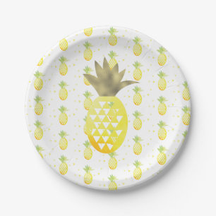 Aquarell-Gold-Tropische-Ananas-Teller Pappteller
