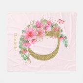 Aquarell-Gold und florales Monogramm Buchstabe D Fleecedecke (Vorderseite (Horizontal))