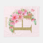 Aquarell-Gold und florales Monogramm Buchstabe H Fleecedecke (Vorderseite (Horizontal))
