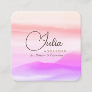 Aquarell Gold und Roségold Holografie Schrift Quadratische Visitenkarte