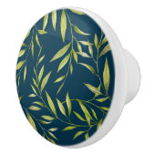 Aquarell Golden Green Laurel Blätter Muster Keramikknauf (Rechts)