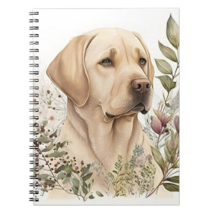 Aquarell Golden Labrador Retriever und Blumen Notizblock