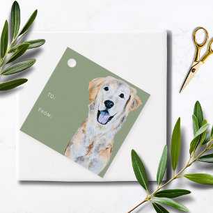 Aquarell Golden Retriever Hund Als Geschenk Geschenkanhänger