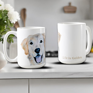 Aquarell Golden Retriever Hund Kaffeetasse