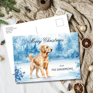 Aquarell Golden Retriever Winter Weihnachten