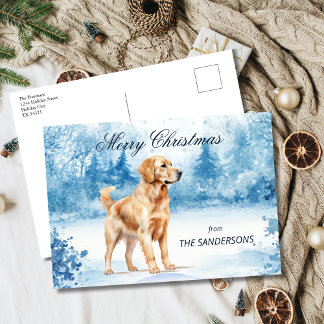 Aquarell Golden Retriever Winter Weihnachten
