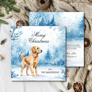 Aquarell Golden Retriever Winterlandschaft Weihnac Feiertagskarte