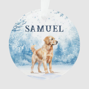 Aquarell Golden Retriever Winterlandschaft Weihnac Ornament