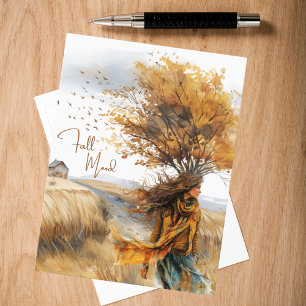 Aquarell Goldene Herbststimmung Postkarte