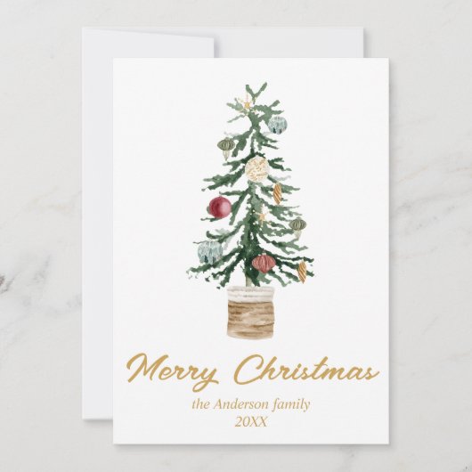 Aquarell Goldene Ornamente Foto Weihnachten (Vorderseite)