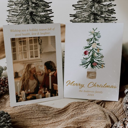 Aquarell Goldene Ornamente Foto Weihnachten