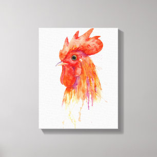 Aquarell-goldener Hahn-Druck Leinwanddruck