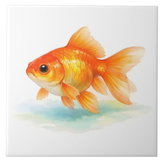Aquarell-Goldfisch Fliese (Vorderseite)
