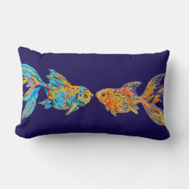 Aquarell-Goldfisch-Paar-kundengerechtes Lendenkissen