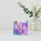 Aquarell | Goldfolie | QR-Prüfung Quadratische Visitenkarte (Stehend Vorderseite)