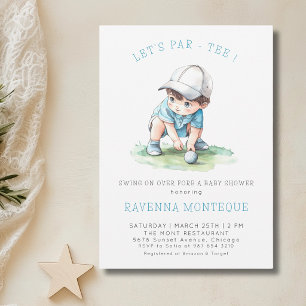 Aquarell Golf Kind lässt Par-Tee Baby Shower Einladung