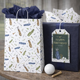 Aquarell-Golf-Muster Mittlere Geschenktüte