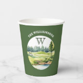 Aquarell-Golf-orientierter Course Cart Pappbecher (Vorderseite)