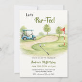 Aquarell Golf Par-Tee Geburtstag Einladung (Vorderseite)