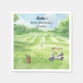 Aquarell-Golfplatz 90. Geburtstagsfeier Serviette (Vorderseite)