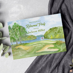 Aquarell-Golfplatz mit Wasser-Ruhestandsfeier Einladung