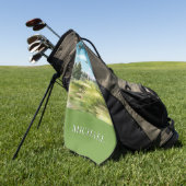 Aquarell-Golfplatz-Monogramm-Name Golfhandtuch (Gras)