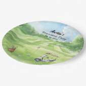 Aquarell-Golfplatz-Ruhestandsfeier Pappteller (Schrägansicht)