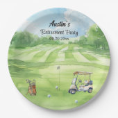Aquarell-Golfplatz-Ruhestandsfeier Pappteller (Vorderseite)