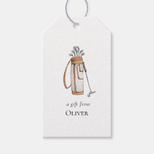 Aquarell-Golftasche Golfspieler Geschenkanhänger