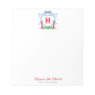 Aquarell Gondel Ski Monogrammwappen Notizblock