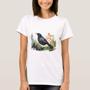 Aquarell-Grackel auf Ast T-Shirt