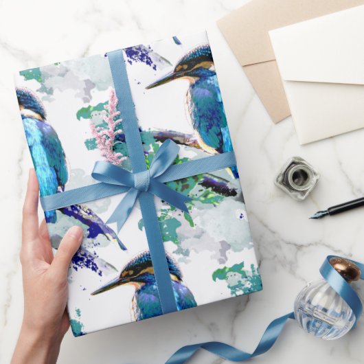 Aquarell Grafik Kingfisher Fishing Bird Art Geschenkpapier (Schenken)