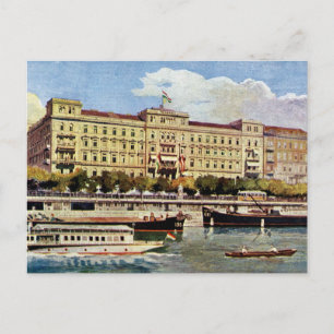 Aquarell Grand Hotel Budapest 1920er Jahre Postkarte