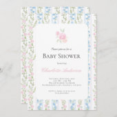 Aquarell Grandmillennial Baby Shower Einladung (Vorne/Hinten)