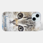 Aquarell Grau Kitten auf blau Case-Mate iPhone Hülle (Rückseite (Horizontal))
