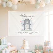 Aquarell Grauer Bärenjunge Babydusche Banner