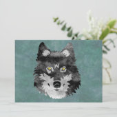 Aquarell-grauer Wolf Einladung (Stehend Vorderseite)