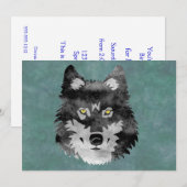 Aquarell-grauer Wolf Einladung (Vorne/Hinten)