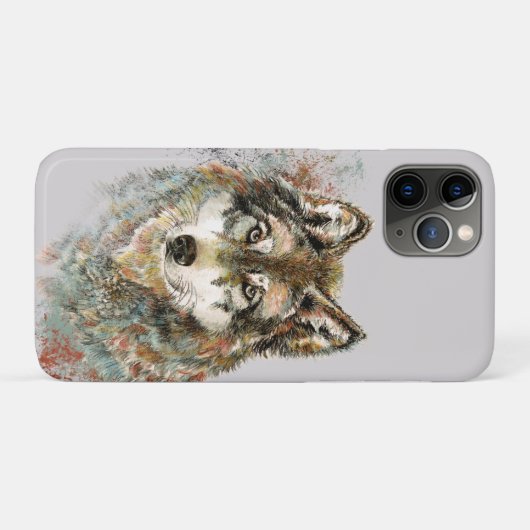 Aquarell Grauer Wolf Landschaft Case-Mate iPhone Hülle (Rückseite (Horizontal))