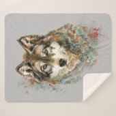 Aquarell Grauer Wolf Landschaft Sherpadecke (Vorderseite (Horizontal))