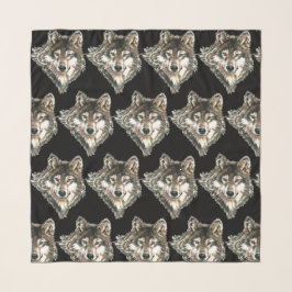 Aquarell Grauer Wolf Tierart Art Schal