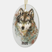 Aquarell Grauer Wolf Wildnis Keramik Ornament (Links)