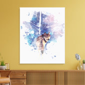 Aquarell Grauer Wolf Wildnis Leinwanddruck (Insitu (Wohnzimmer))