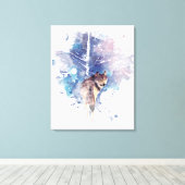 Aquarell Grauer Wolf Wildnis Leinwanddruck (Insitu (Holzboden))